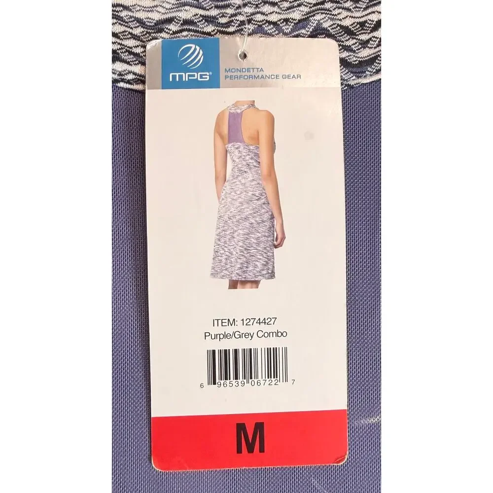 MPG Mondetta Travel Dress Women Medium Purple Racerback Built In Bra Stretch New - Picture 7 of 10